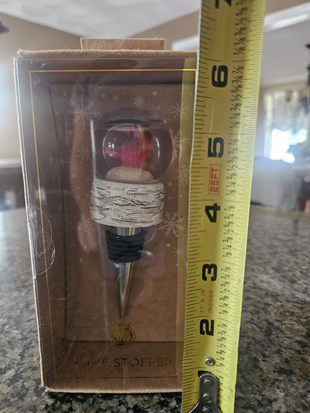Snow Globe Cardinal Wine Bottle Stopper